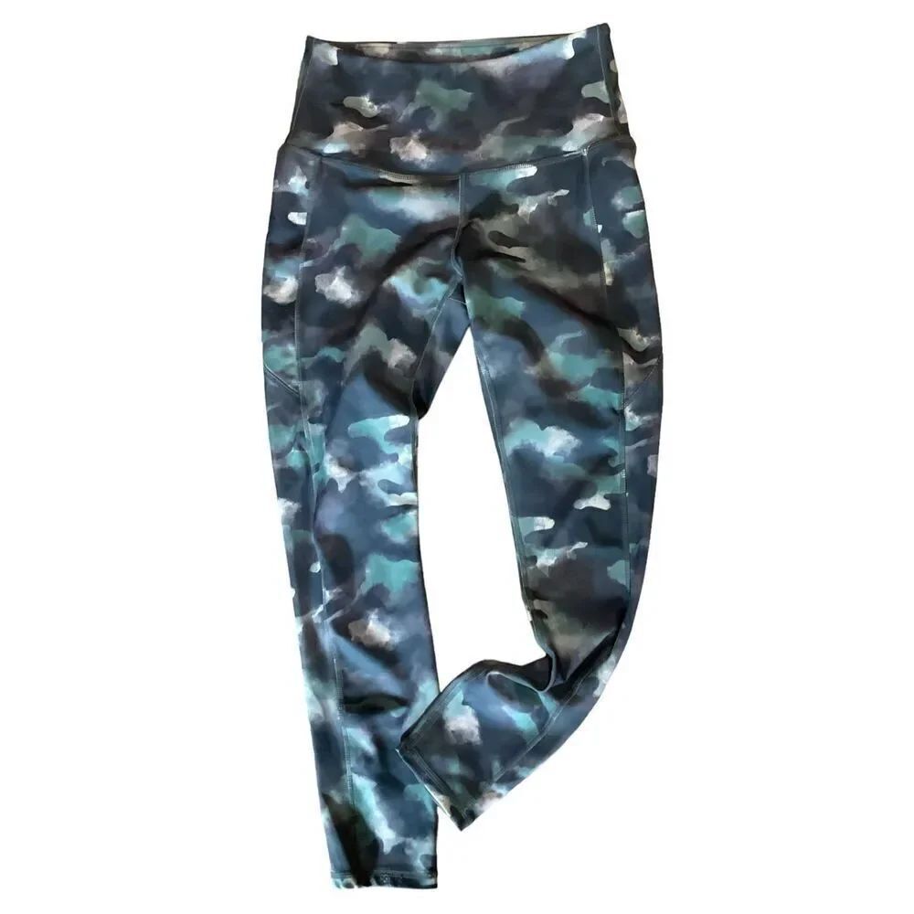 LegEnd High - Waisted Printed Leggings Green/ Gray Full Length M